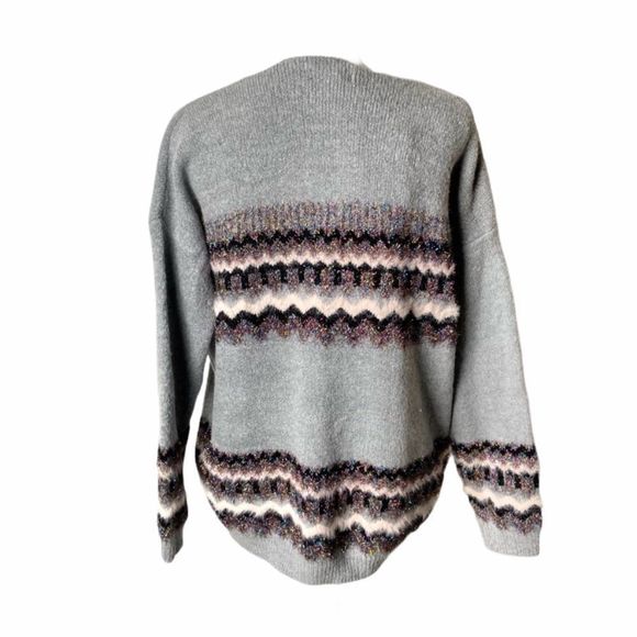 NWT Oliver Grey with Metallic Stripes Sweater - Picture 2 of 5